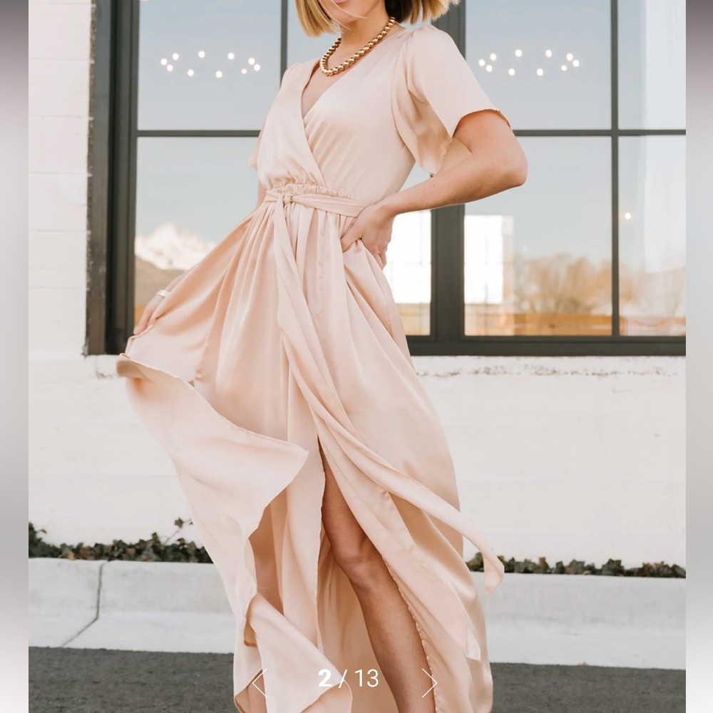 Baltic Born Sicily satin maxi dress natural